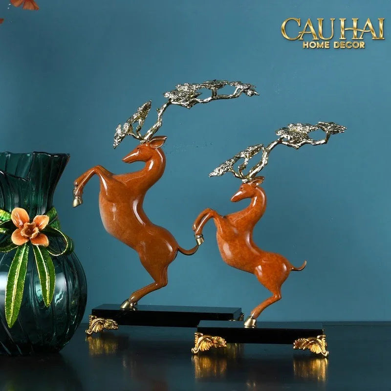 Maison Couture - Set 2 Tượng Thiên Gạc Hươu Les Cerfs Jumeaux à la Ramure Divine 37/44-TƯỢNG TRANG TRÍ-CẬU HAI HOME DECOR