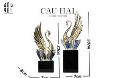 Maison Couture - Set 2 Tượng Thiên Nga Bằng Đồng Đính Pha Lê - Swan D’Amour Azure Cristalleries 15x25/28-TƯỢNG TRANG TRÍ-CẬU HAI HOME DECOR