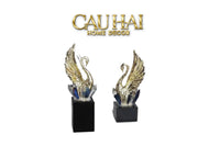 Maison Couture - Set 2 Tượng Thiên Nga Bằng Đồng Đính Pha Lê - Swan D’Amour Azure Cristalleries 15x25/28-TƯỢNG TRANG TRÍ-CẬU HAI HOME DECOR