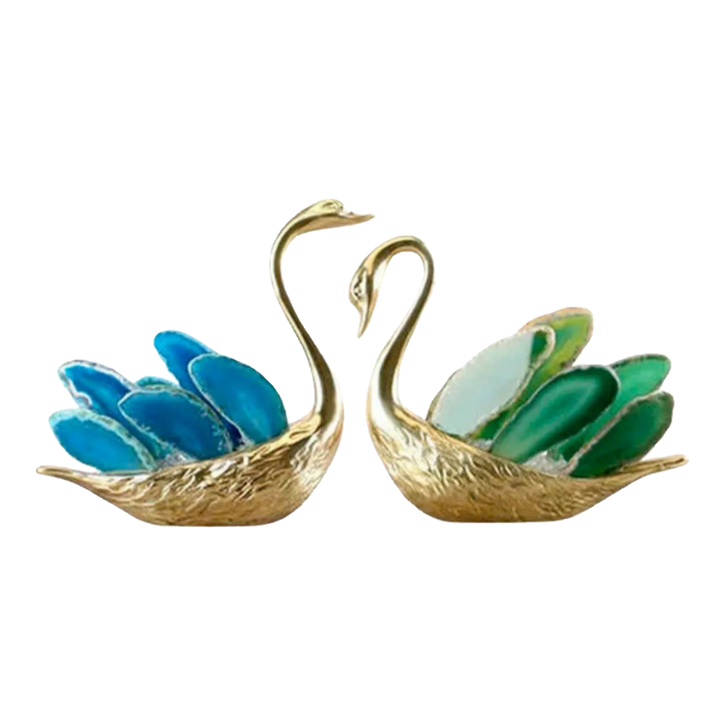 Maison Couture - Set 2 Tượng Thiên Nga Brasson Swan Gemstone - Ligne Cygne D’Amour