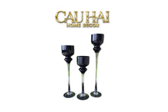 Maison Couture - Set 3 Bình Hoa Pha Lê Đen Chân Cao Allure Cristallerie Noire Rituel 40/50/60-BÌNH HOA-CẬU HAI HOME DECOR