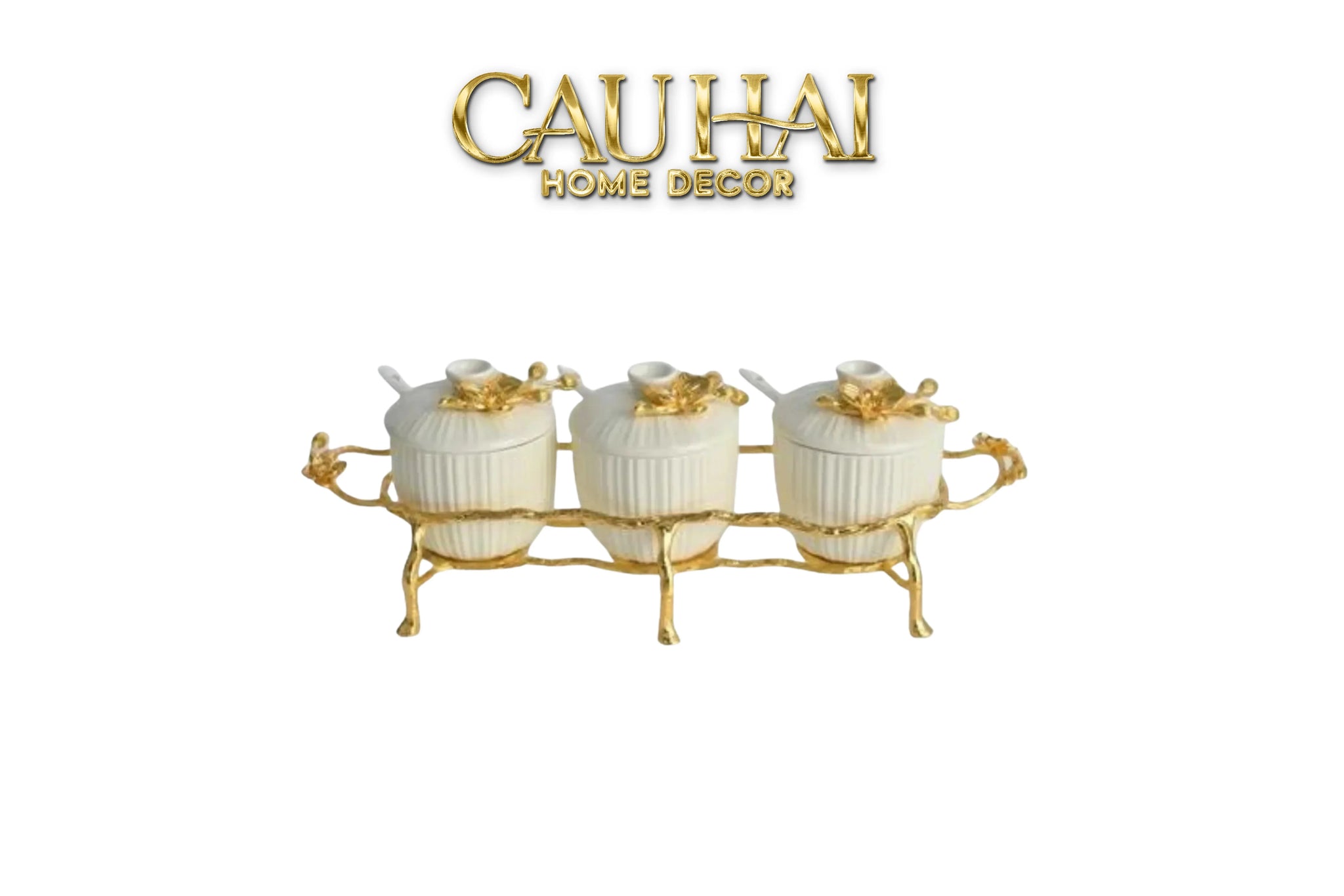 Maison Couture - Set 3 Lọ Gia Vị Golden Brassob Branch Trilogy-Hoa Lụa-CẬU HAI HOME DECOR