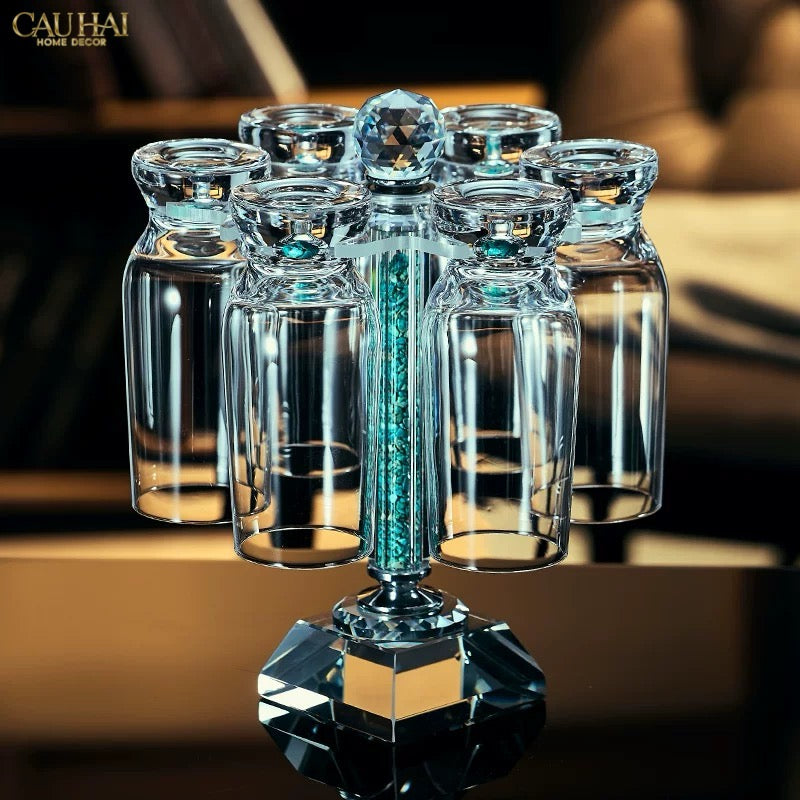 Maison Couture - Set 6 Ly Bia Thuỷ Tinh Glacier Cyan Gems Cristalleries Rack 370Ml-LY THỦY TINH-CẬU HAI HOME DECOR-CẬU HAI HOME DECOR