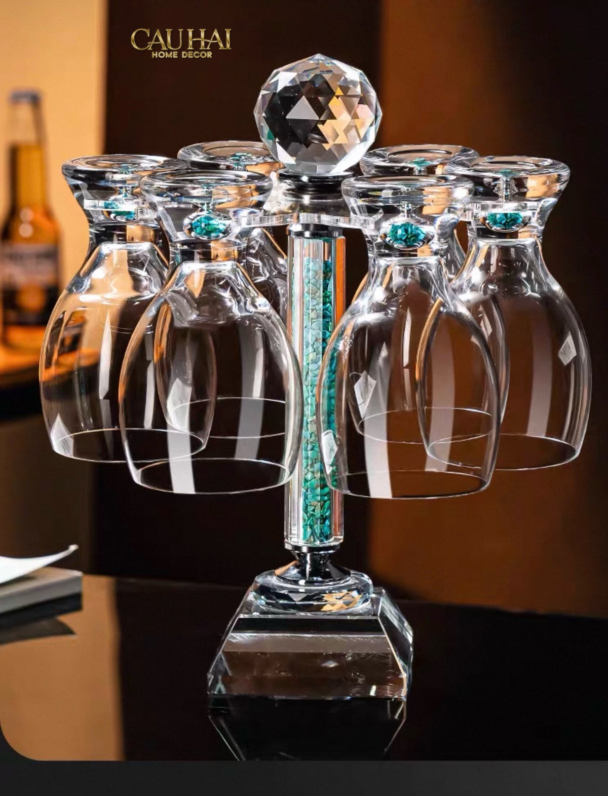 Maison Couture - Set 6 Ly Bia Thuỷ Tinh Glacier Cyan Gems Cristalleries Rack 370Ml-LY THỦY TINH-CẬU HAI HOME DECOR-CẬU HAI HOME DECOR