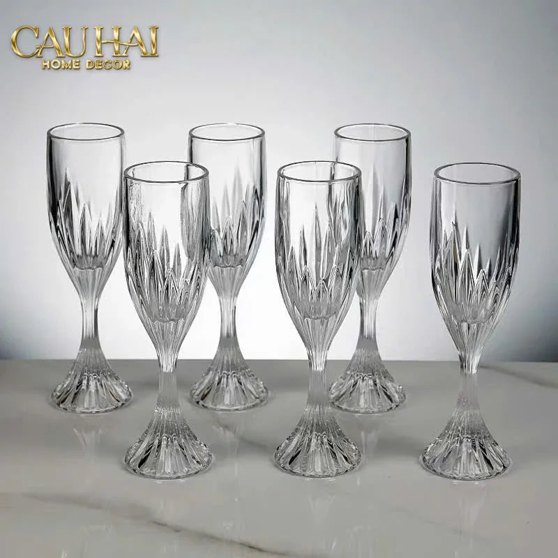 Maison Couture - Set 6 Ly Pha Lê Champane Facetté Éclat Cristalleries Champagne Glasses 170ml-CẬU HAI HOME DECOR