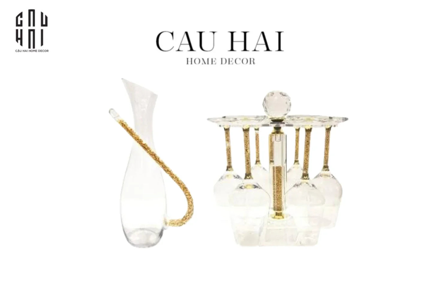 Maison Couture - Set Bình Decanter Ritz - Carlton Leather Box 8 Ly 430Ml-BÌNH RƯỢU-CẬU HAI HOME DECOR