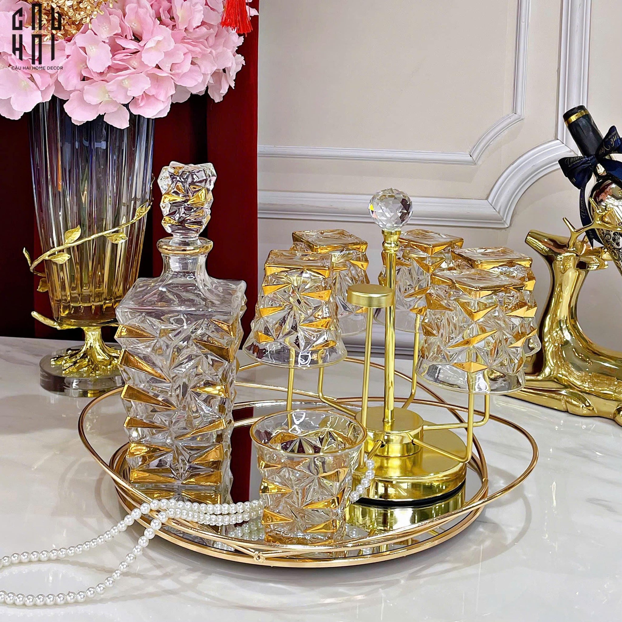 Maison Couture - Set Bình Rượu Whiskey Pha Lê Glorious Diamant Facetté-BÌNH RƯỢU-CẬU HAI HOME DECOR