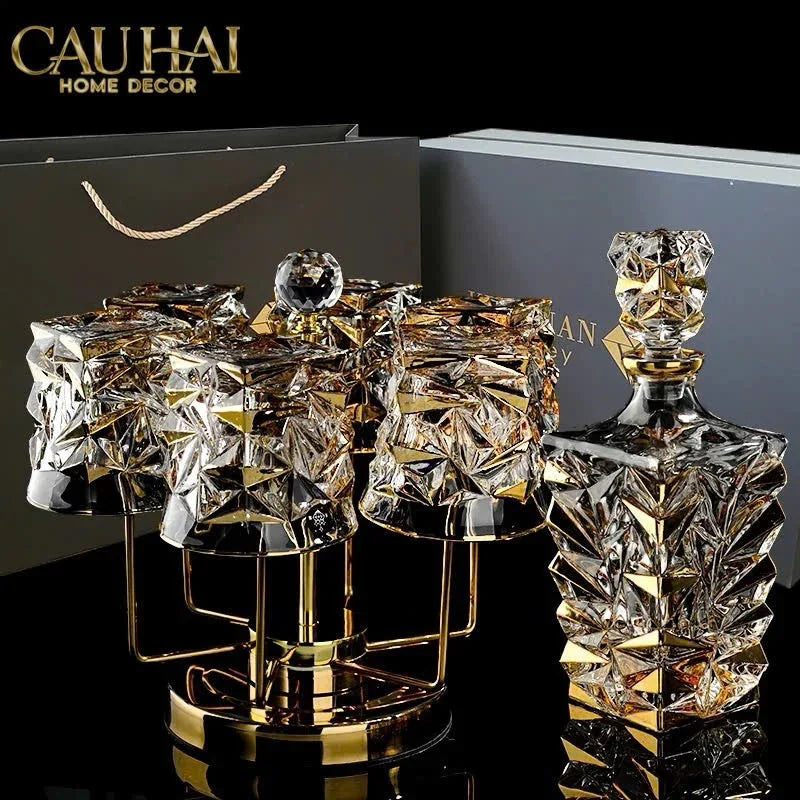 Maison Couture - Set Bình Rượu Whiskey Pha Lê Glorious Diamant Facetté-BÌNH RƯỢU-CẬU HAI HOME DECOR