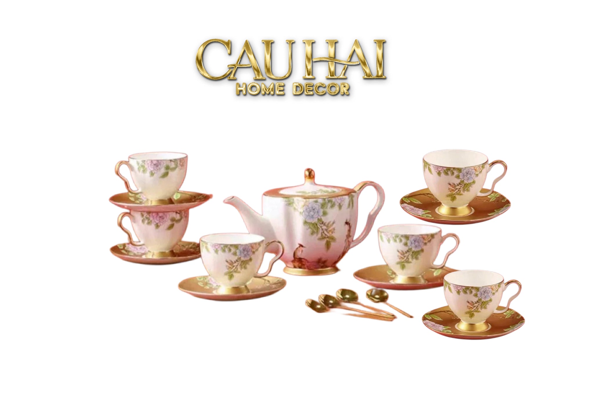Maison Couture - Set Bình Trà 6 Tách Hoàng Kim Hưng Vượng Oriental Héritage Tea Set 15pcs-SET BÌNH TRÀ-CẬU HAI HOME DECOR