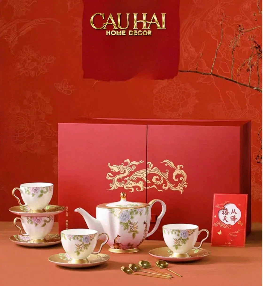 Maison Couture - Set Bình Trà 6 Tách Hoàng Kim Hưng Vượng Oriental Héritage Tea Set 15pcs-SET BÌNH TRÀ-CẬU HAI HOME DECOR