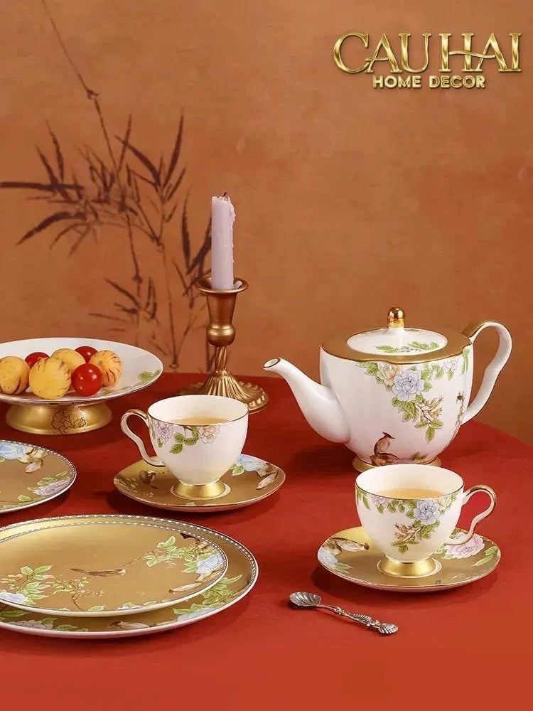 Maison Couture - Set Bình Trà 6 Tách Hoàng Kim Hưng Vượng Oriental Héritage Tea Set 15pcs-SET BÌNH TRÀ-CẬU HAI HOME DECOR