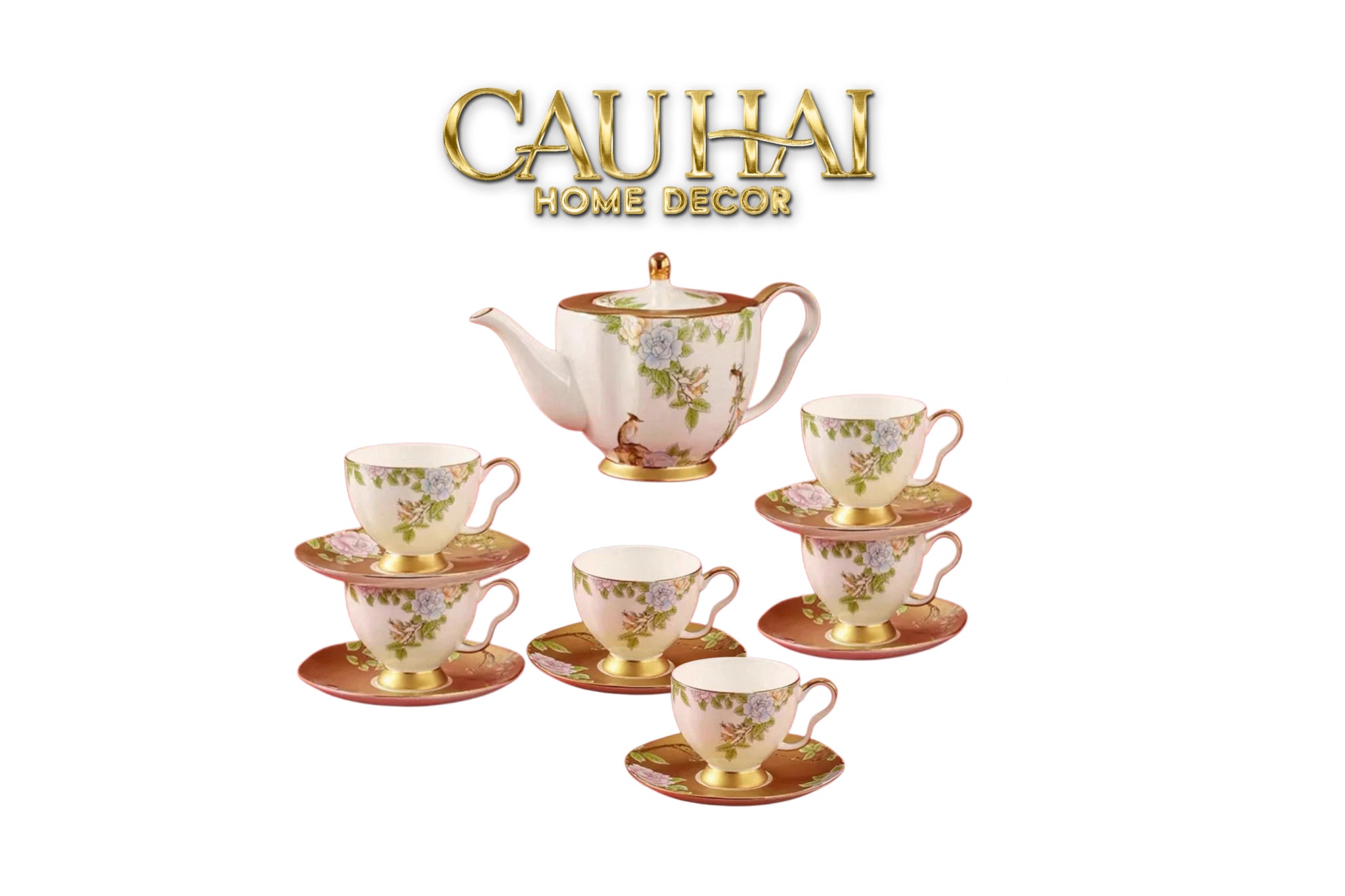 Maison Couture - Set Bình Trà 6 Tách Hoàng Kim Hưng Vượng Oriental Héritage Tea Set 15pcs-SET BÌNH TRÀ-CẬU HAI HOME DECOR