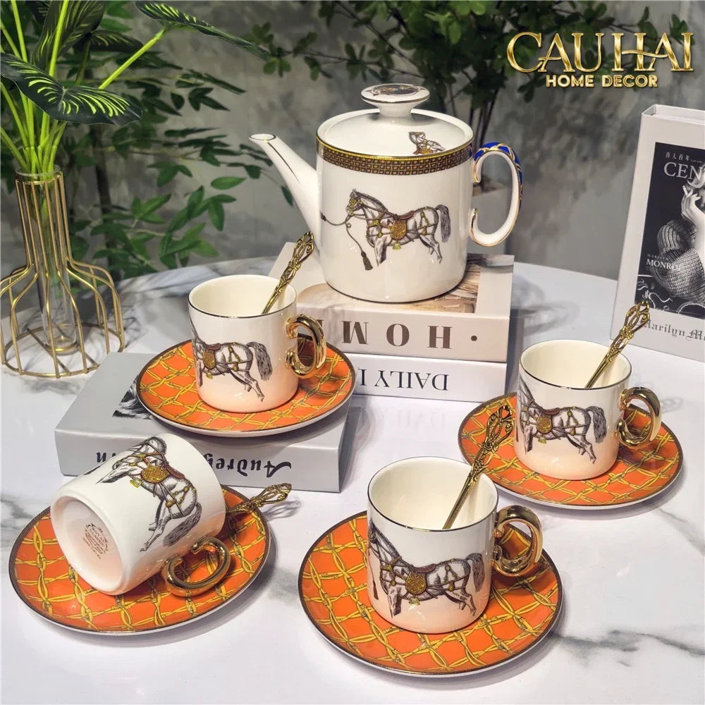 Maison Couture - Set Bình Trà 6 Tách La Selle Royale H Class Tea Set Orange Harnais 19pcs-SET BÌNH TRÀ-CẬU HAI HOME DECOR