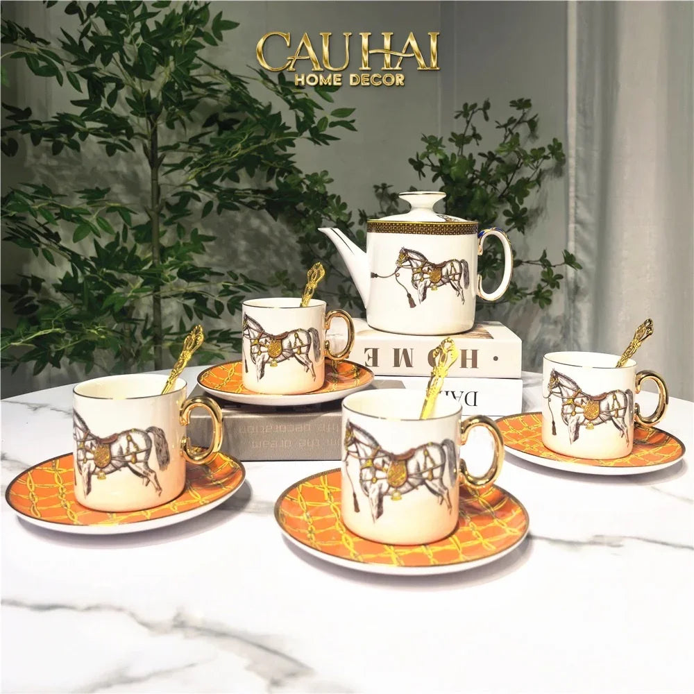 Maison Couture - Set Bình Trà 6 Tách La Selle Royale H Class Tea Set Orange Harnais 19pcs-SET BÌNH TRÀ-CẬU HAI HOME DECOR