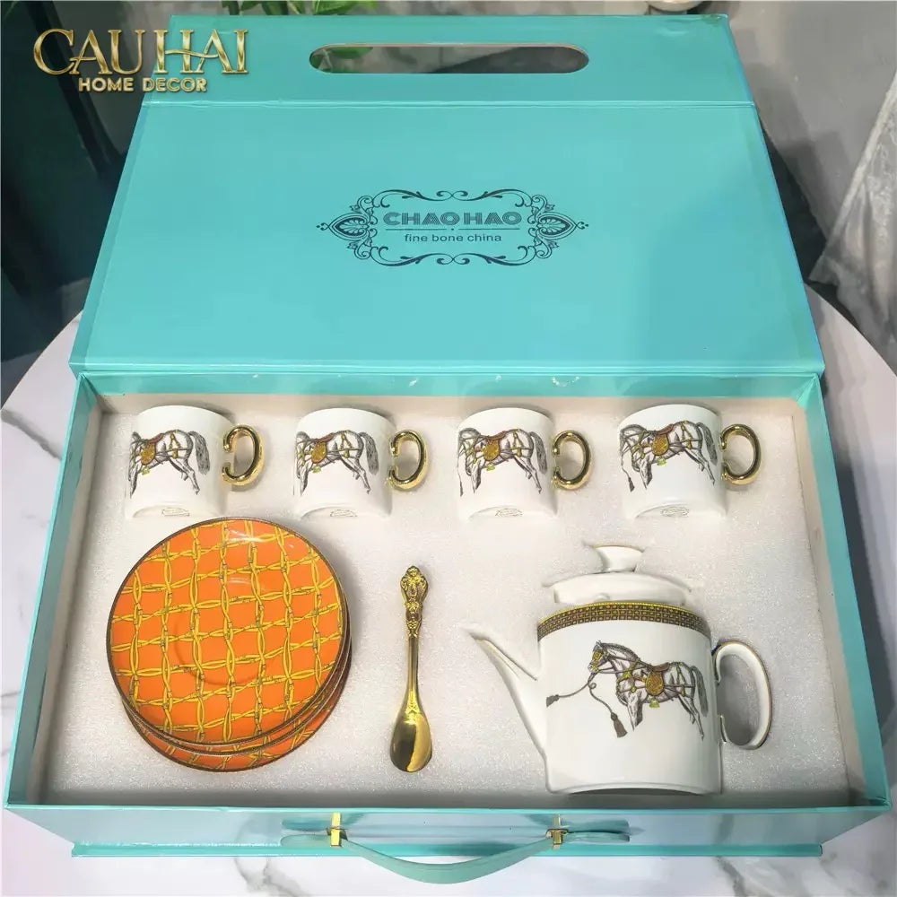 Maison Couture - Set Bình Trà 6 Tách La Selle Royale H Class Tea Set Orange Harnais 19pcs-SET BÌNH TRÀ-CẬU HAI HOME DECOR