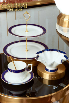 Maison Couture - Set Bình Trà Belle Vie Luxe Blanc & Bleu Minuit Signature 15 Pcs-SET BÌNH TRÀ-CẬU HAI HOME DECOR