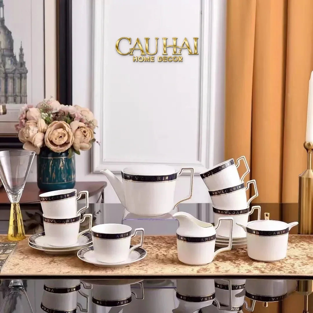 Maison Couture - Set Bình Trà Belle Vie Luxe Blanc & Bleu Minuit Signature 15 Pcs-SET BÌNH TRÀ-CẬU HAI HOME DECOR