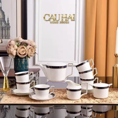 Maison Couture - Set Bình Trà Belle Vie Luxe Blanc & Bleu Minuit Signature 15 Pcs-SET BÌNH TRÀ-CẬU HAI HOME DECOR