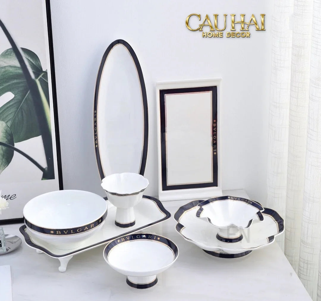 Maison Couture - Set Bình Trà Belle Vie Luxe Blanc & Bleu Minuit Signature 15 Pcs-SET BÌNH TRÀ-CẬU HAI HOME DECOR