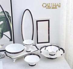 Maison Couture - Set Bình Trà Belle Vie Luxe Blanc & Bleu Minuit Signature 15 Pcs-SET BÌNH TRÀ-CẬU HAI HOME DECOR