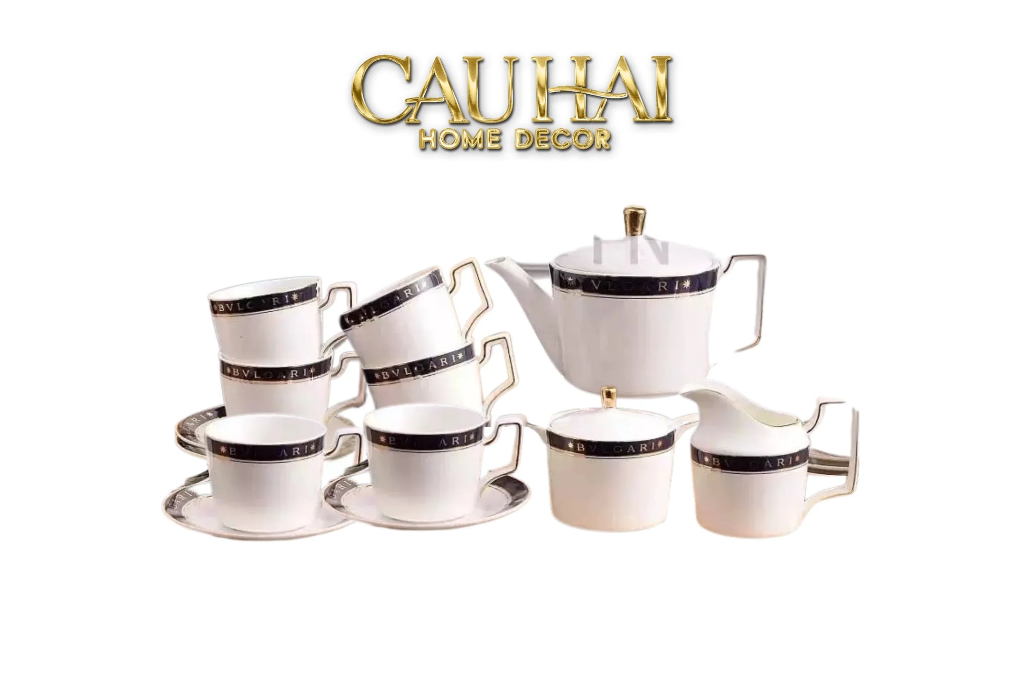 Maison Couture - Set Bình Trà Belle Vie Luxe Blanc & Bleu Minuit Signature 15 Pcs-SET BÌNH TRÀ-CẬU HAI HOME DECOR