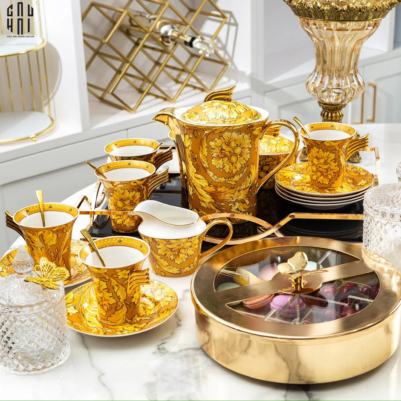 Maison Couture - Set Bình Trà / Cà Phê 15pcs Signature V Class Barocco Gold Spéciale Tea/Coffee Set-CẬU HAI HOME DECOR