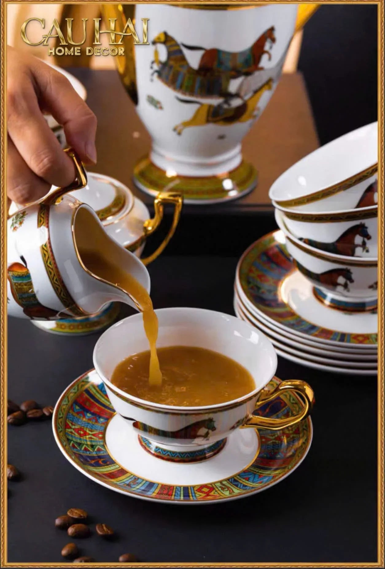 Maison Couture - Set Bình Trà Cà Phê Oriental Équestre Héritage Tea & Coffee Set | 15pcs-CẬU HAI HOME DECOR