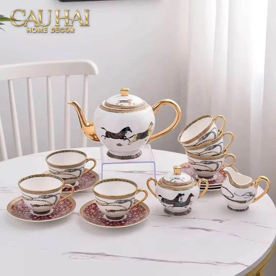Maison Couture - Set Bình Trà H Class Legacy Équestre Héritage Harnais · Théière Ronde 15Pcs Tea Set-SET BÌNH TRÀ-CẬU HAI HOME DECOR