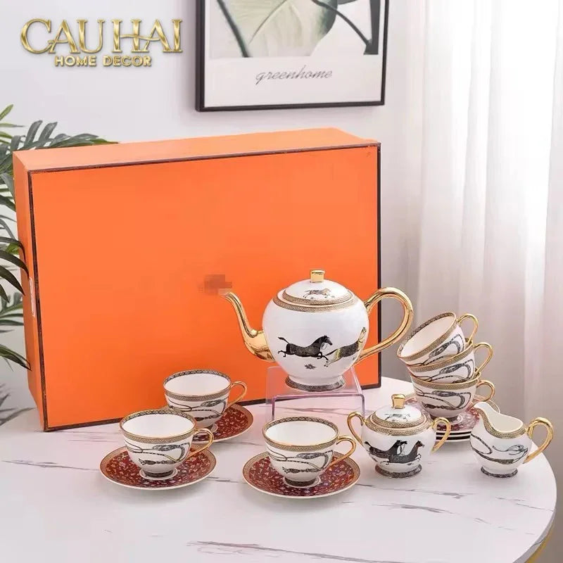 Maison Couture - Set Bình Trà H Class Legacy Équestre Héritage Harnais · Théière Ronde 15Pcs Tea Set-SET BÌNH TRÀ-CẬU HAI HOME DECOR
