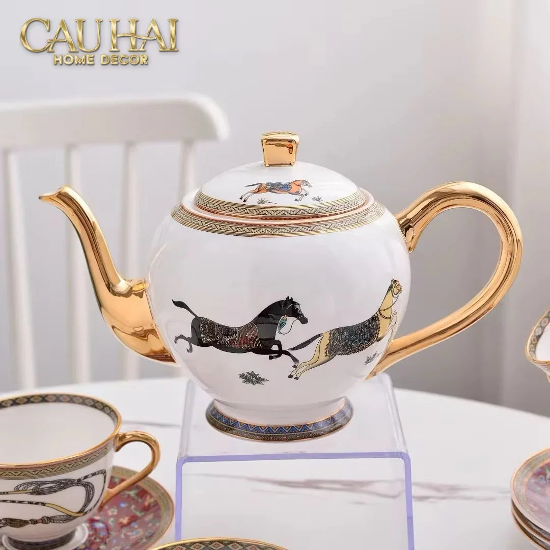 Maison Couture - Set Bình Trà H Class Legacy Équestre Héritage Harnais · Théière Ronde 15Pcs Tea Set-SET BÌNH TRÀ-CẬU HAI HOME DECOR