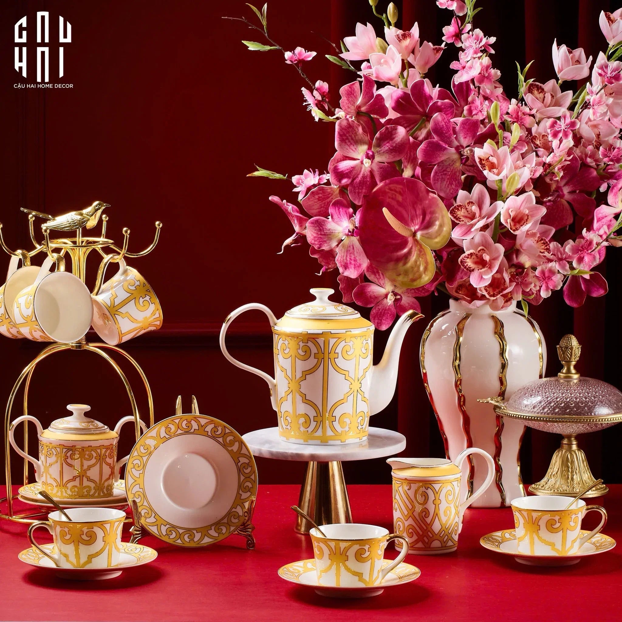 Maison Couture - Set Bình Trà H Class Soleil Éclat Privé 21Pcs - Leather Box-SET BÌNH TRÀ-CẬU HAI HOME DECOR