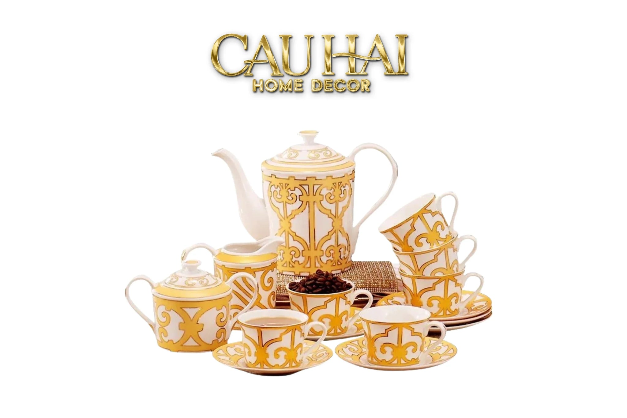 Maison Couture - Set Bình Trà H Class Soleil Éclat Privé 21Pcs - Leather Box-SET BÌNH TRÀ-CẬU HAI HOME DECOR