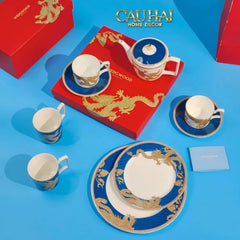 Maison Couture - Set Bình Trà Long Phụng 6 Tách - Dynasty Eternal Ascendant Guardian Dou 13Pcs-BỘ BÌNH TRÀ-CẬU HAI HOME DECOR