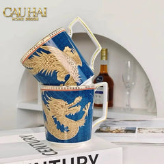 Maison Couture - Set Bình Trà Long Phụng 6 Tách - Dynasty Eternal Ascendant Guardian Dou 13Pcs-BỘ BÌNH TRÀ-CẬU HAI HOME DECOR