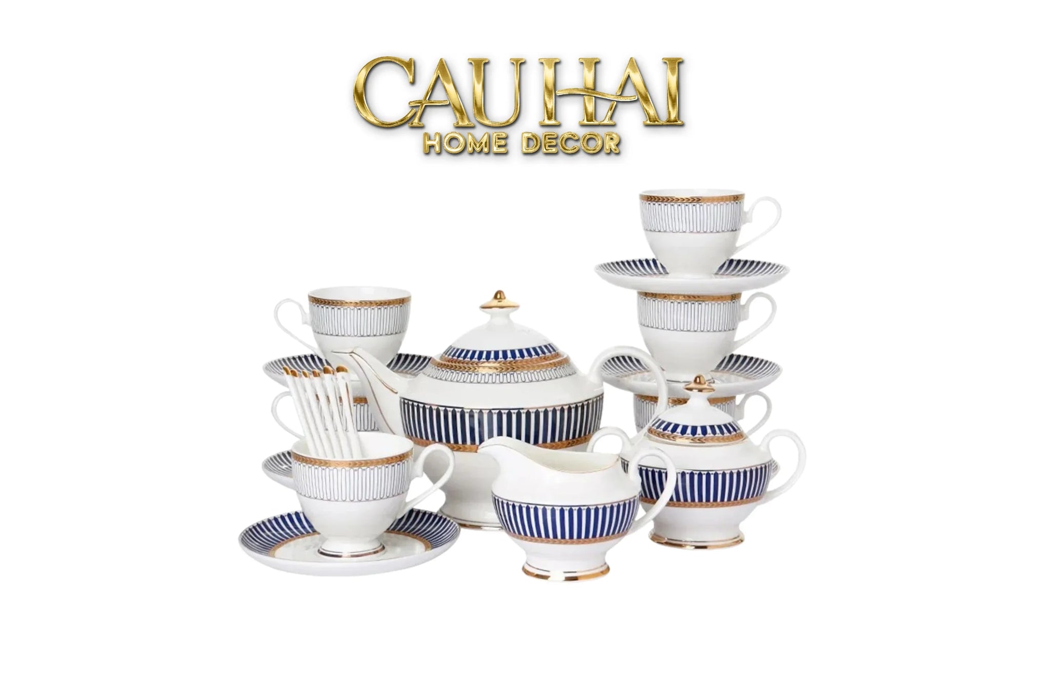 Maison Couture - Set Bình Trà Royal Dynasty 21 Pcs Ss25-SET BÌNH TRÀ-CẬU HAI HOME DECOR