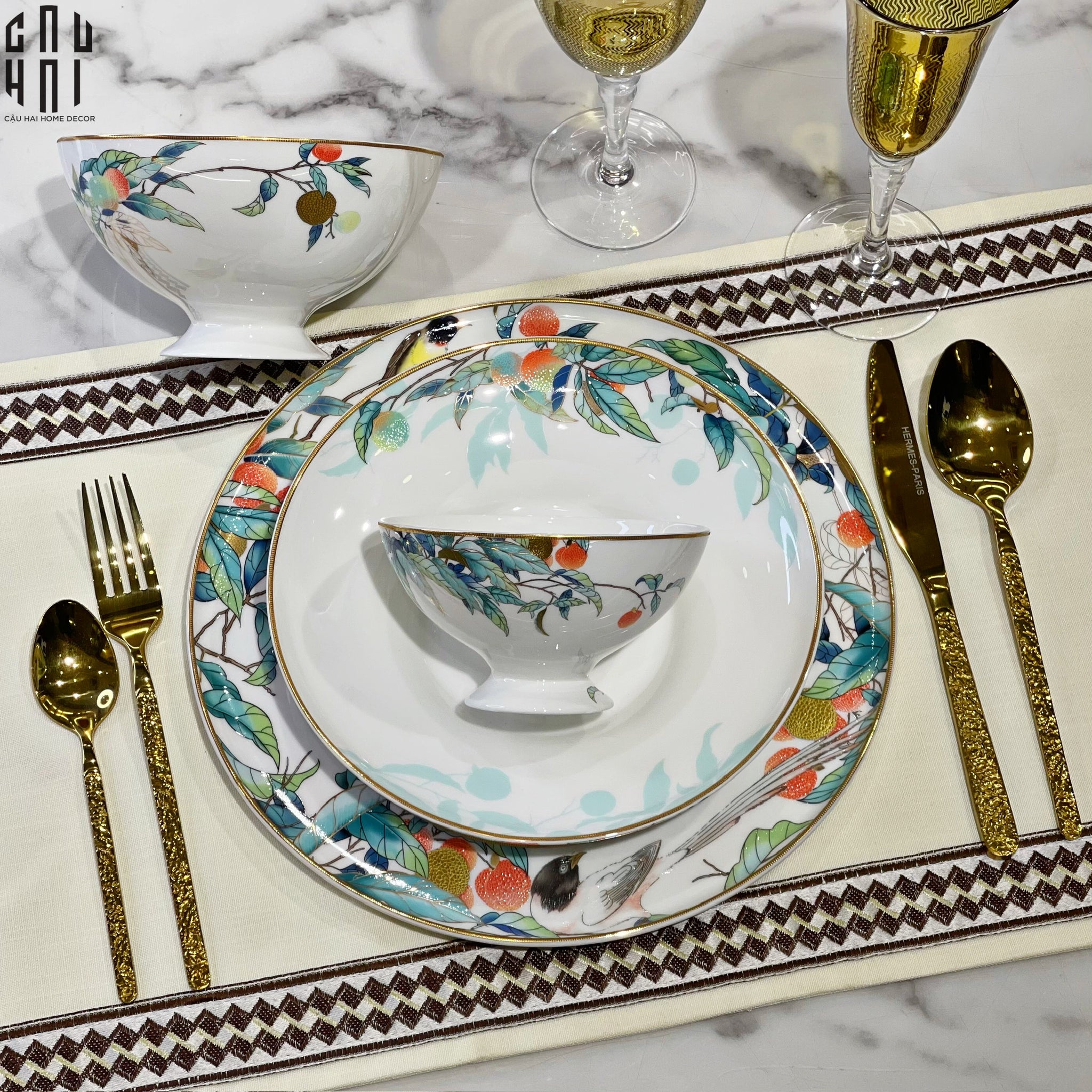 Maison Couture - Set Chén Dĩa 1 Người- Imperial Jardin 4Pcs-SET CHÉN DĨA-CẬU HAI HOME DECOR