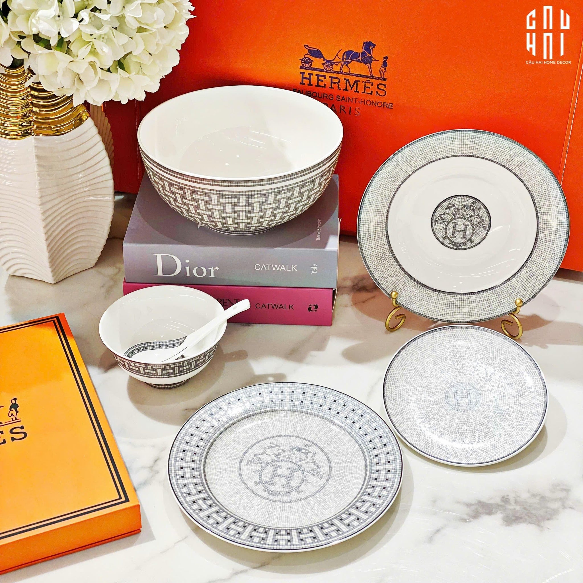 Maison Couture - Set Chén Dĩa 1 Người - Le Gris D'Héritage Mosaique H Class 6Pcs-SET CHÉN DĨA-CẬU HAI HOME DECOR