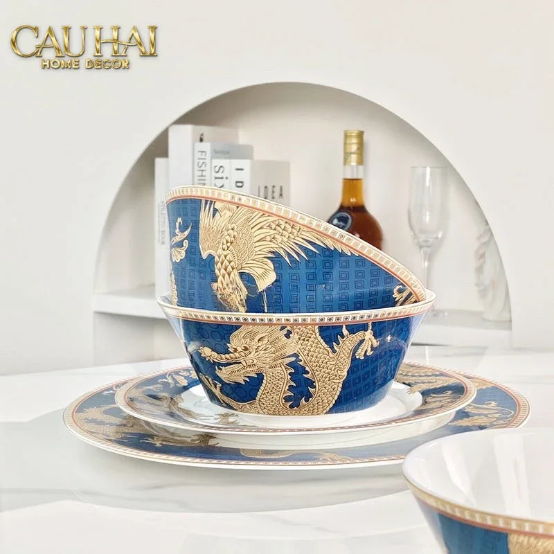 Maison Couture - Set Chén Dĩa Bàn Ăn Long Phụng Eternal Ascendant Tableware Collection-SET BÌNH TRÀ-CẬU HAI HOME DECOR