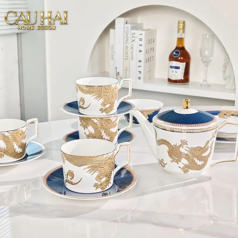 Maison Couture - Set Chén Dĩa Bàn Ăn Long Phụng Eternal Ascendant Tableware Collection-SET BÌNH TRÀ-CẬU HAI HOME DECOR