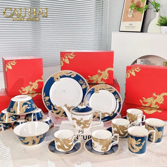 Maison Couture - Set Chén Dĩa Bàn Ăn Long Phụng Eternal Ascendant Tableware Collection-SET BÌNH TRÀ-CẬU HAI HOME DECOR