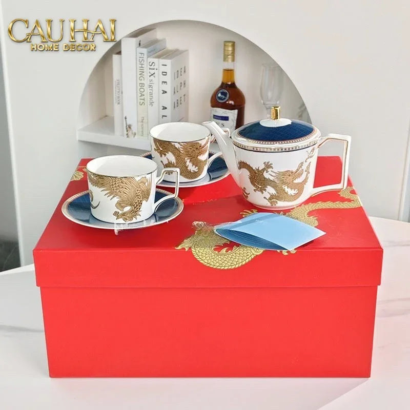 Maison Couture - Set Chén Dĩa Bàn Ăn Long Phụng Eternal Ascendant Tableware Collection-SET BÌNH TRÀ-CẬU HAI HOME DECOR