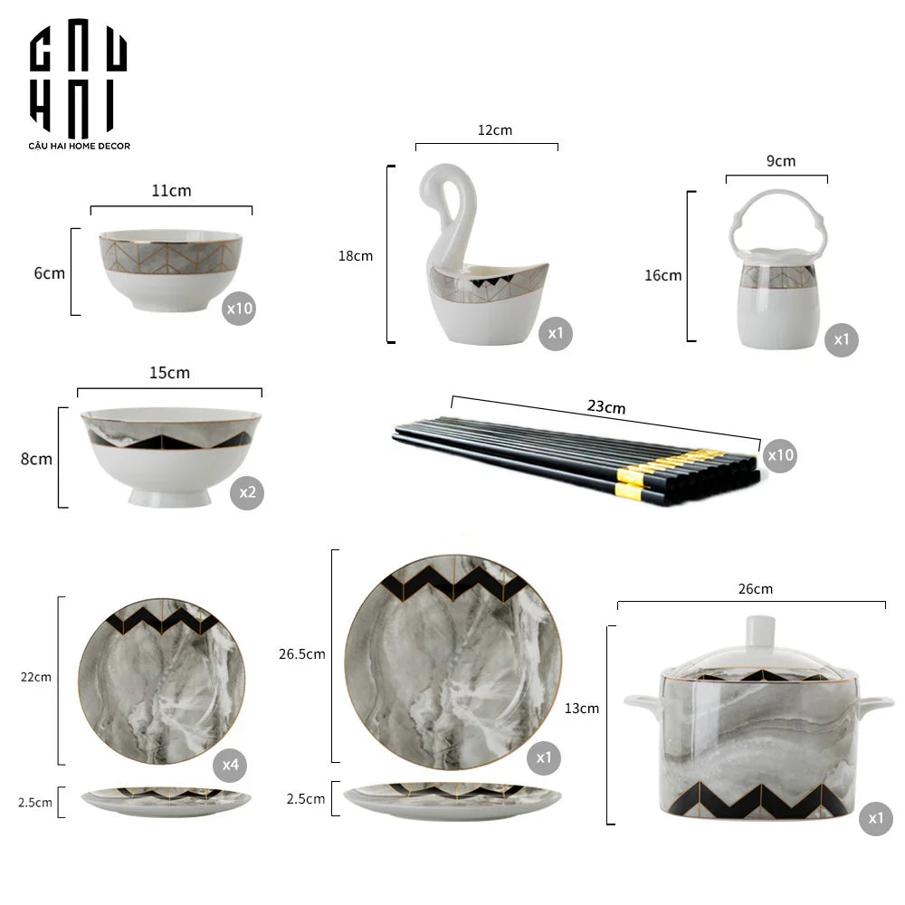 Maison Couture - Set Chén Dĩa Kingston Refined Manner Allure 60Pcs-SET CHÉN DĨA-CẬU HAI HOME DECOR