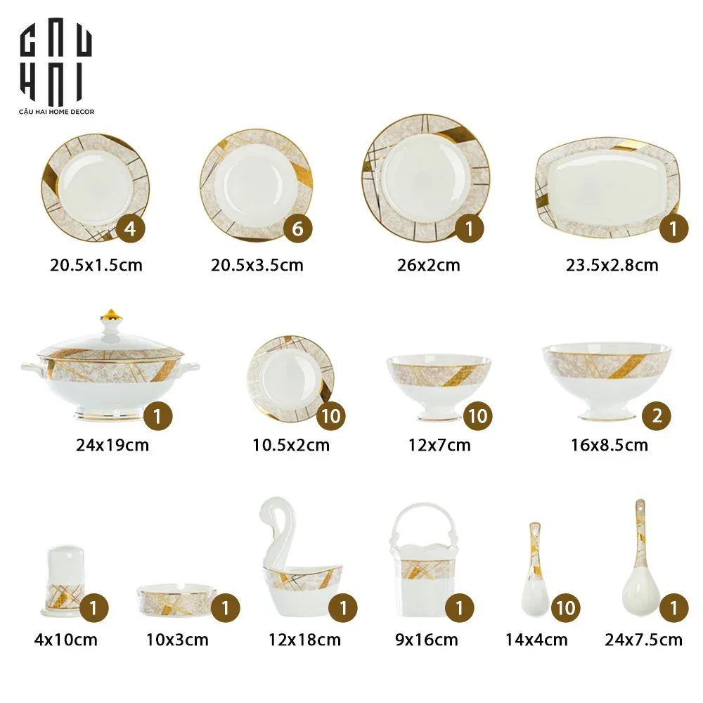 Maison Couture - Set Chén Dĩa L'Éclat Royal 60Pcs-SET CHÉN DĨA-CẬU HAI HOME DECOR