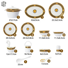 Maison Couture - Set Chén Dĩa Medusa Golden Greek Key V Class 48Pcs-SET CHÉN DĨA-CẬU HAI HOME DECOR