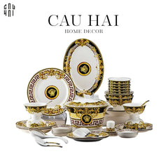 Maison Couture - Set Chén Dĩa Medusa V Class Signature Prestige Gala - Nero Oro Barocco 48Pcs-SET CHÉN DĨA-CẬU HAI HOME DECOR