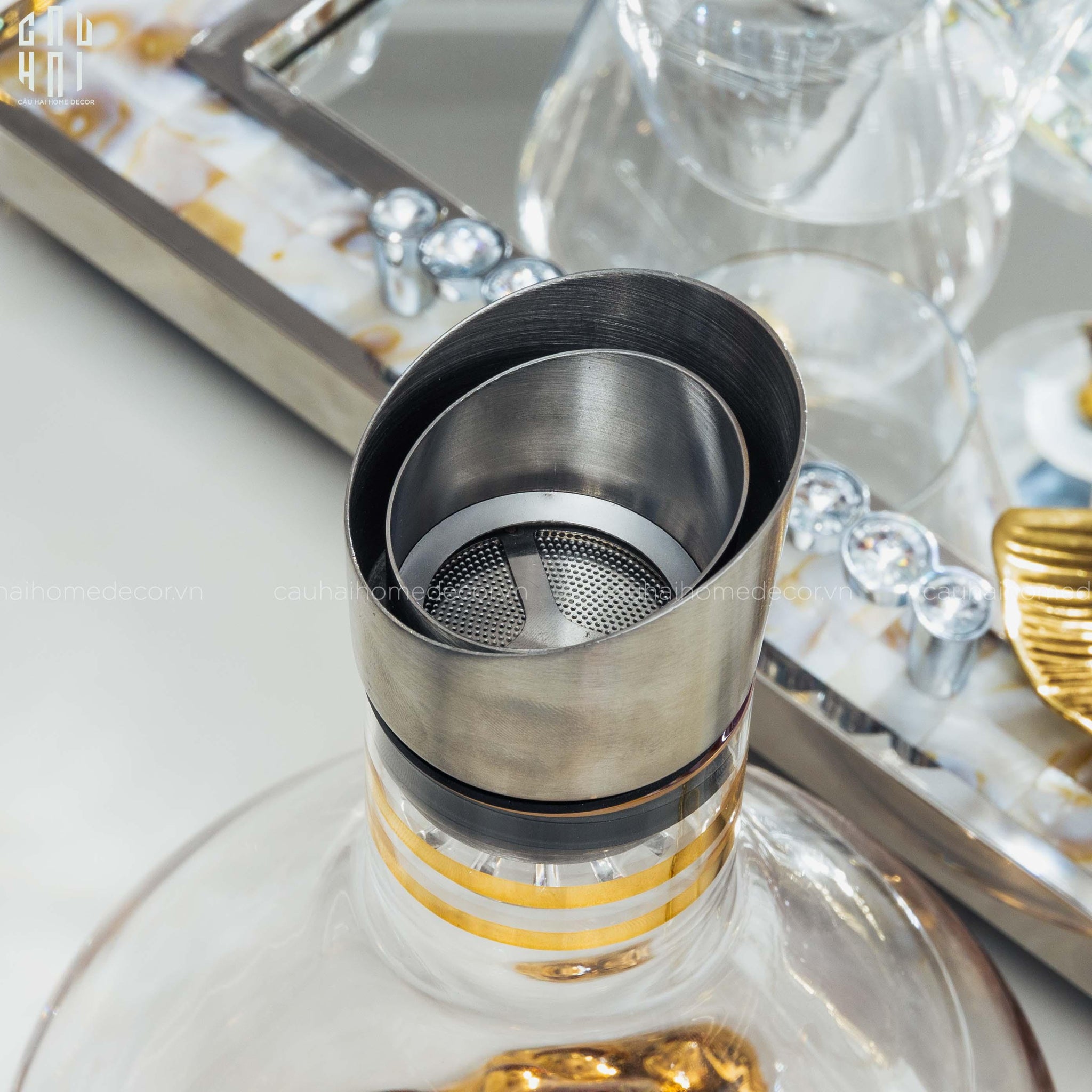 Maison Couture - Set Decanter Pha Lê Hilton Premium 660Ml-BÌNH RƯỢU-CẬU HAI HOME DECOR
