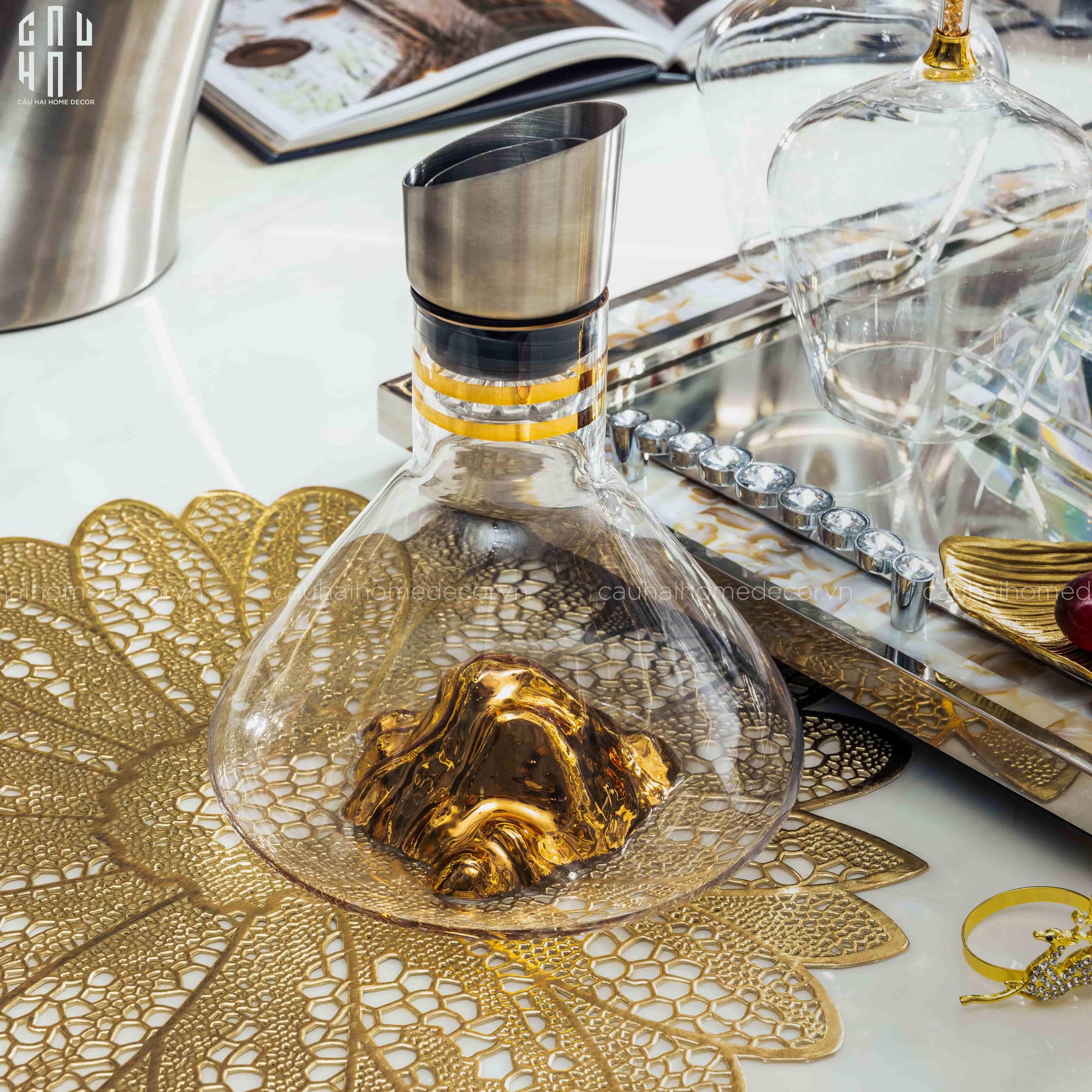 Maison Couture - Set Decanter Pha Lê Hilton Premium 660Ml-BÌNH RƯỢU-CẬU HAI HOME DECOR