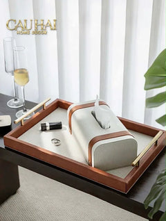 Maison Couture - Set Khay Hộp Giấy Canvas Lux Leather Havana 3Pcs-HỘP KHĂN GIẤY-CẬU HAI HOME DECOR