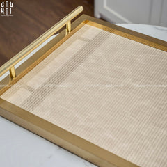 Maison Couture - Set Khay Hộp Giấy Gỗ Sồi Da Cao Cấp Héritage Bamboo 3Pcs 30x40 - Dolce Latte-HỘP KHĂN GIẤY-CẬU HAI HOME DECOR