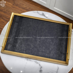 Maison Couture - Set Khay Hộp Giấy Gỗ Sồi Da Cao Cấp - Luxe Oakwood Birkin Noire Vanities 3Pcs 30x40-HỘP KHĂN GIẤY-CẬU HAI HOME DECOR